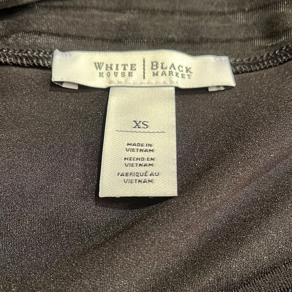 WHBM Black Short Sleeve Striped Sheer At Chest Shirt Sz XS - Picture 6 of 8